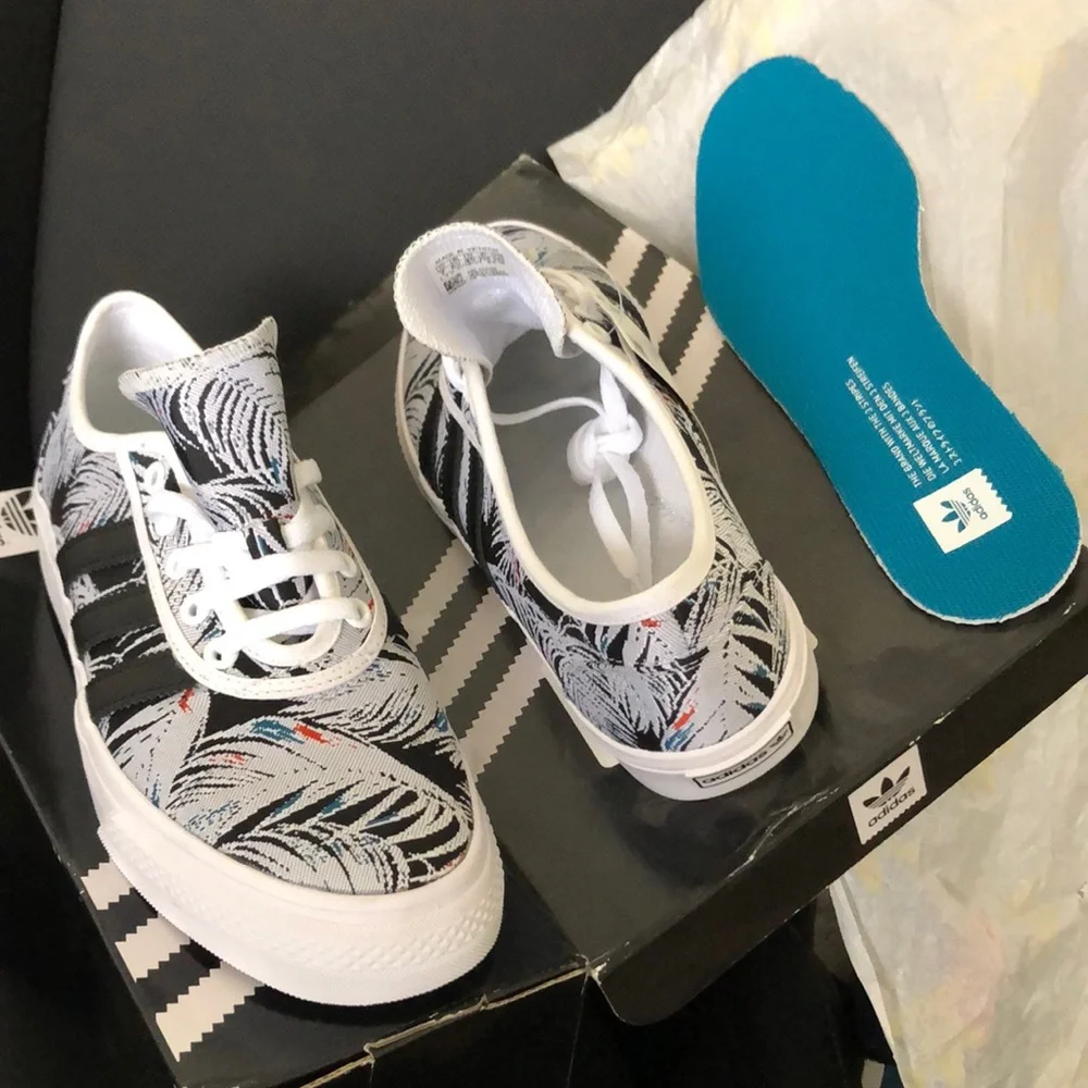 Adidas Adi-Ease Skate Shoe Palm Leaves Cloud White Core Black Active Men Size 7 - Picture 2 of 2